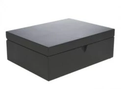 Bredemeijer Theedoos Met 4 Blikjes En Theemaatlepel Bamboe Zwart