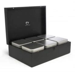 Bredemeijer Theedoos Met 6 Blikjes Bamboe Zwart -Koffie Promoties Winkel 184009 1