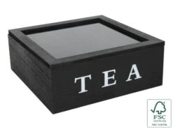 Oldenhof Theedoos Fluweel 9 Vakken Zwart Hout