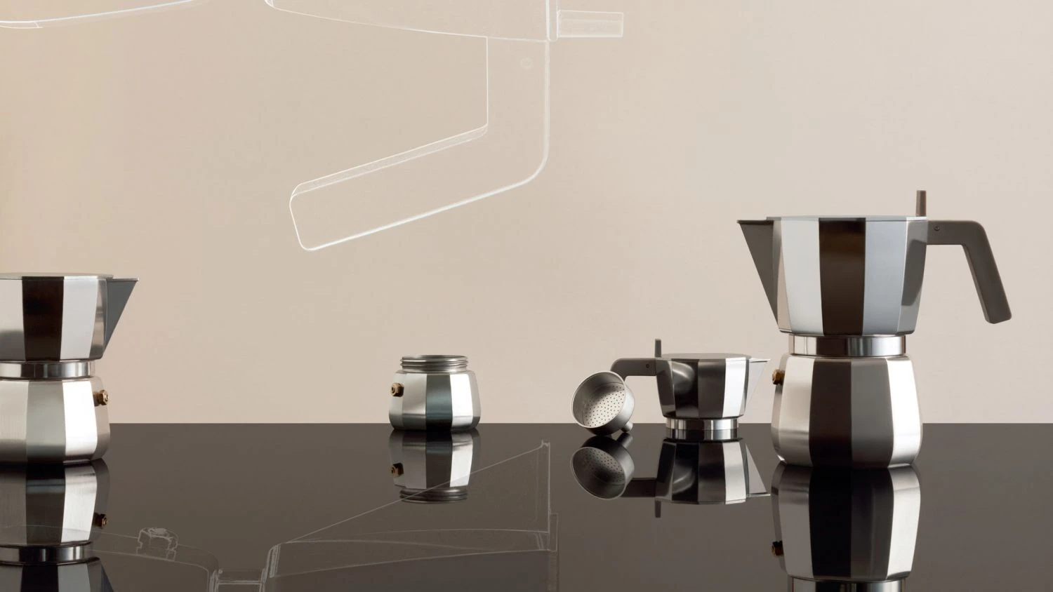 Alessi Moka David Chipperfield Mokapot 3 Kops Aluminium 6 Alessi Moka David Chipperfield Mokapot 3 Kops Aluminium - Afbeelding 4