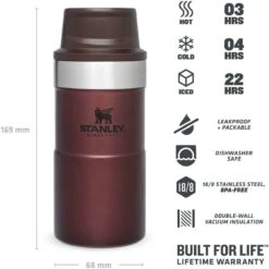 Stanley The Trigger-Action Travel Mug 250 Ml Wine -Koffie Promoties Winkel stanley pmi classic trigger action thermosbeker 250 ml wine eigenschappen